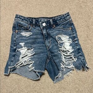 American Eagle Outfitters Blue Distressed Jean Shorts
